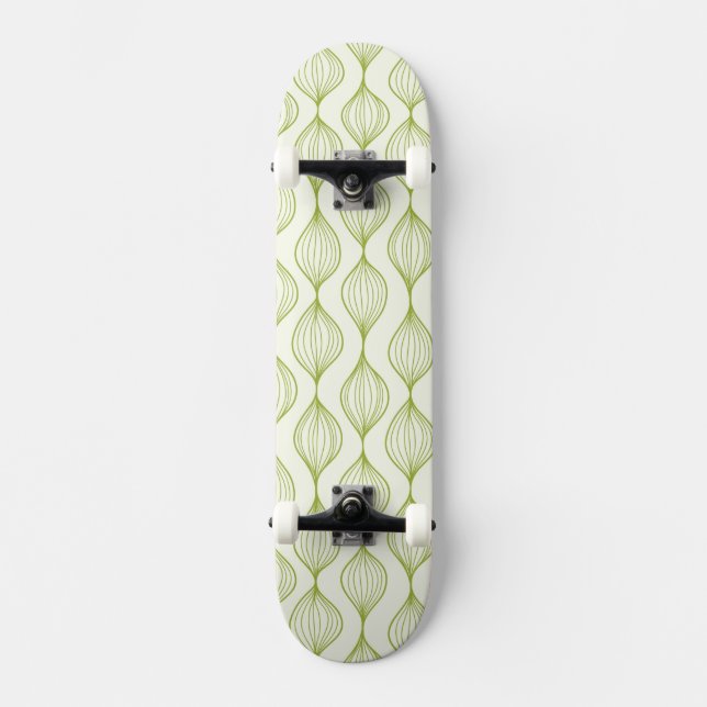 Green vertical ogee pattern background skateboard (Front)