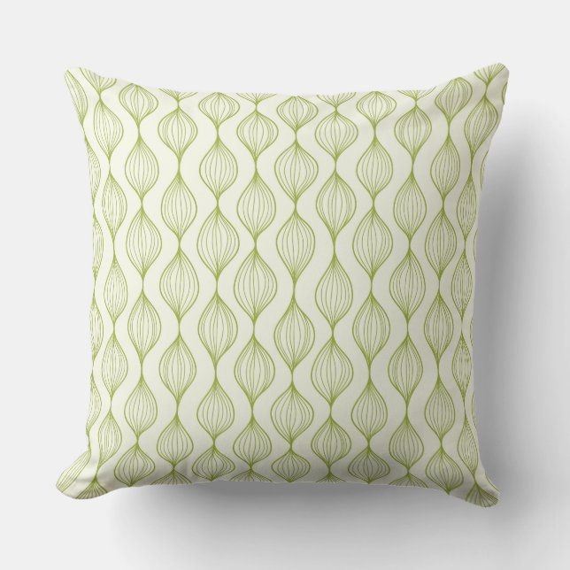 Green vertical ogee pattern background throw pillow (Front)