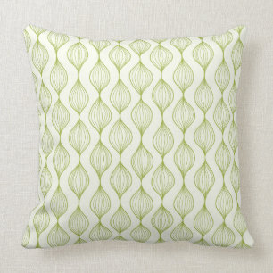 Green vertical ogee pattern background throw pillow
