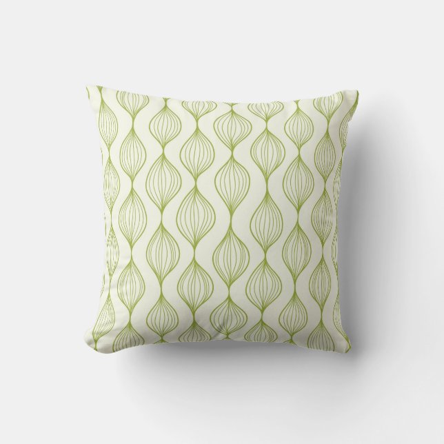Green vertical ogee pattern background throw pillow (Front)