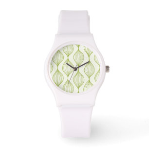 Green vertical ogee pattern background watch