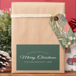 Green Very Merry Christmas Family Name Gift Label<br><div class="desc">This Green Very Merry Christmas Family Name Gift Label design features a sophisticated hunter green backdrop with a blend of simple ivory lettering and classic calligraphy paired with a minimalist boho styling that strikes a perfect balance between clean modern subtlety and vintage elegance. This charming design is a lovely way...</div>