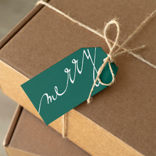 Green Very Merry Custom Photo Christmas  Gift Tags