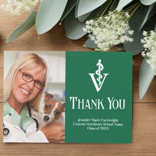 Green Veterinarian Office Photo Customizable Thank You Card