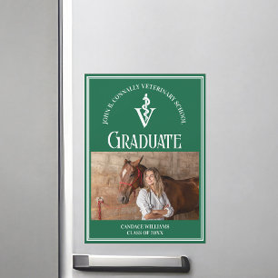Green Veterinary School Photo Graduation Magnet