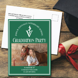 Green Veterinary School Photo Graduation Party Invitation Postcard