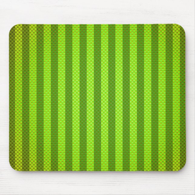 Green vibrant striped carbon fibre patterned mouse pad (Front)