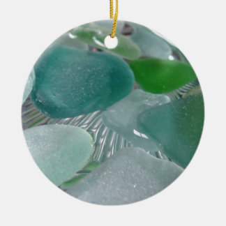 Green Vibrations Green Sea Glass Ceramic Ornament