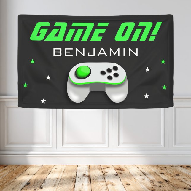 Green Video Game Birthday Party Banner (Creator Uploaded)