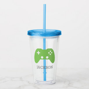 Green Video Game Controller Gamer Personalized Acrylic Tumbler