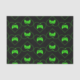 Green Video Game Controller Heart Pattern Tissue Paper