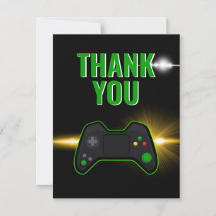 Green Video Game Party Thank You Card
