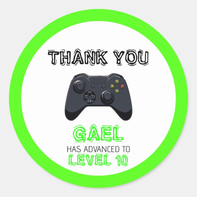 Green Video Game Truck Birthday Classic Round Sticker (Front)