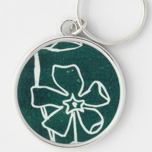 "Green Vinca" Floral Keychain