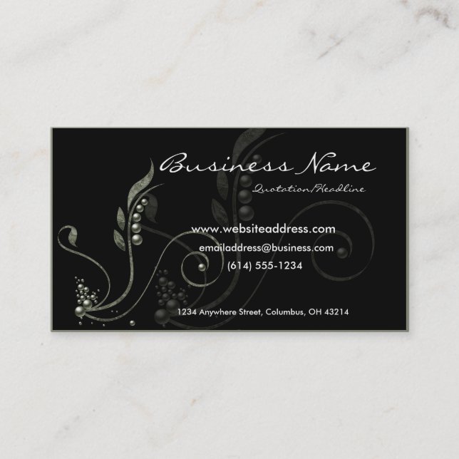 Green Vine Decorative D6 Business Cards (Front)