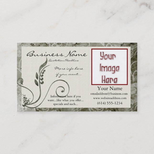 Green Vine Decorative D7 Photo/Logo Business Cards (Front)