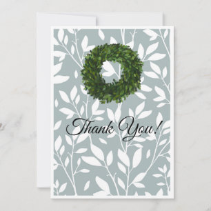 Green Vine Leaf Farmhouse Wreath Country Wedding Thank You Card