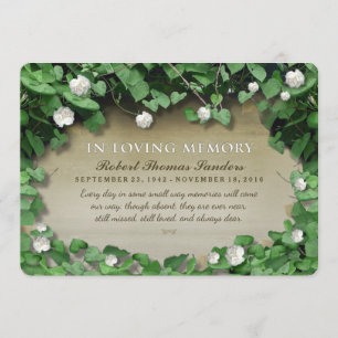 Green Vine White Floral Sympathy Thank You Card