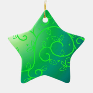 Green Vines Irish Luck Ireland Plant Flowers Art Ceramic Ornament