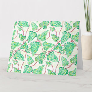 Green vines painted with watercolors card