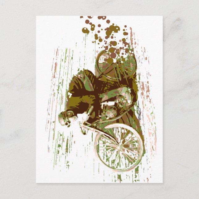 Green Vintage Board Track Motorcycle Postcard (Front)