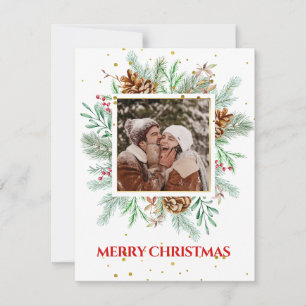 Green Vintage Botanical Frame Merry Christmas Holiday Card