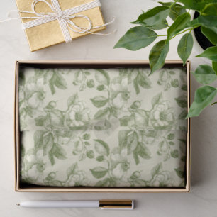 Green Vintage Botanical Toile Pattern Tissue Paper