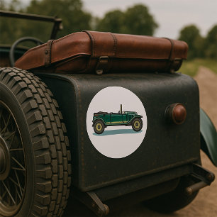 Green Vintage Car Classic Old-Timer Automobile Round Sticker