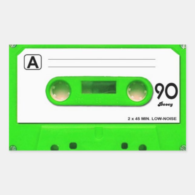 Green Vintage Cassette Music Tape Sticker (Front)