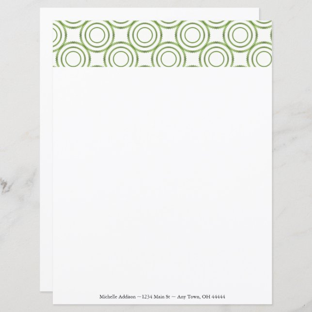 Green Vintage Circle Pattern Personalize Paper (Front/Back)