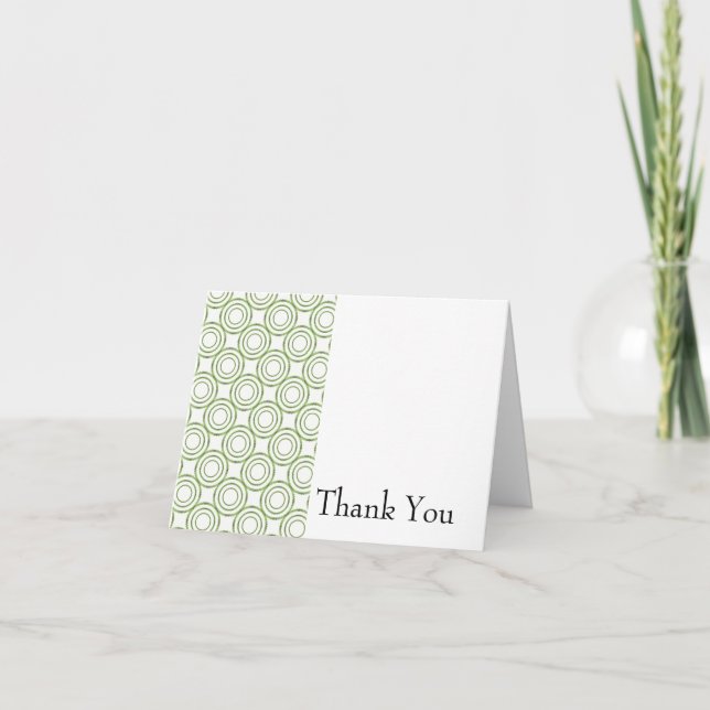 Green Vintage Circle Pattern Thank You Card (Front)