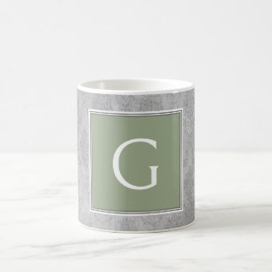 Green Vintage Damask Monogram Mug