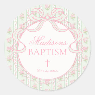 Green Vintage Fancy Floral Baptism Envelope Seal