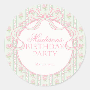 Green Vintage Fancy Floral Birthday Circle Seal