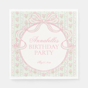Green Vintage Fancy Floral Birthday Party Dessert Napkin