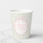 Green Vintage Fancy Floral Bridal Shower Paper Cups<br><div class="desc">A charming blend of vintage elegance and playful femininity, this party decor collection features soft preppy florals paired with delicate coquette bows. Designed to feel timeless yet fresh, each piece brings a sweet, polished touch to your celebration. ★ Let me help you plan your next party! ★ If you need...</div>