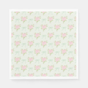 Green Vintage Fancy Floral Party Dessert Napkin