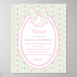 Green Vintage Fancy Floral Time Capsule Game Poster