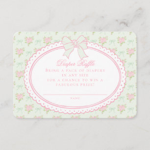 Green Vintage Floral Diaper Raffle Invite Insert