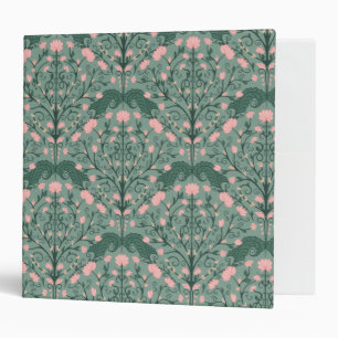 Green Vintage Floral Vine Pattern Binder