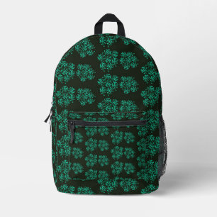 Green vintage flowery pattern on printed backpack