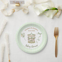 Green Vintage Horse Carousel Baby Shower