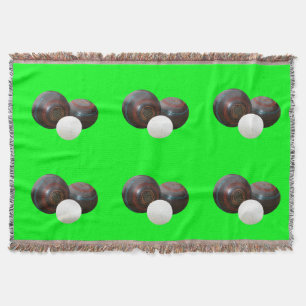 Green_Vintage_Lawn_Bowls,_Woven_Blanket. Throw Blanket