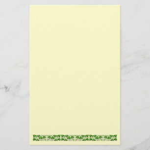 Green Vintage Leaf Border Stationery