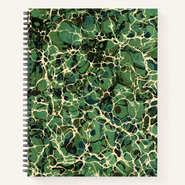 Green Vintage Marbled Paper Notebook (Front)