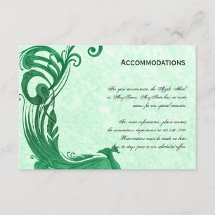 Green Vintage Peacock Accomodations Card