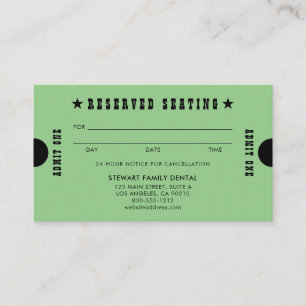 Green Vintage Reserved Seating Dental Appointment Card