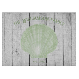 Green Vintage Scallop Shell Cutting Board