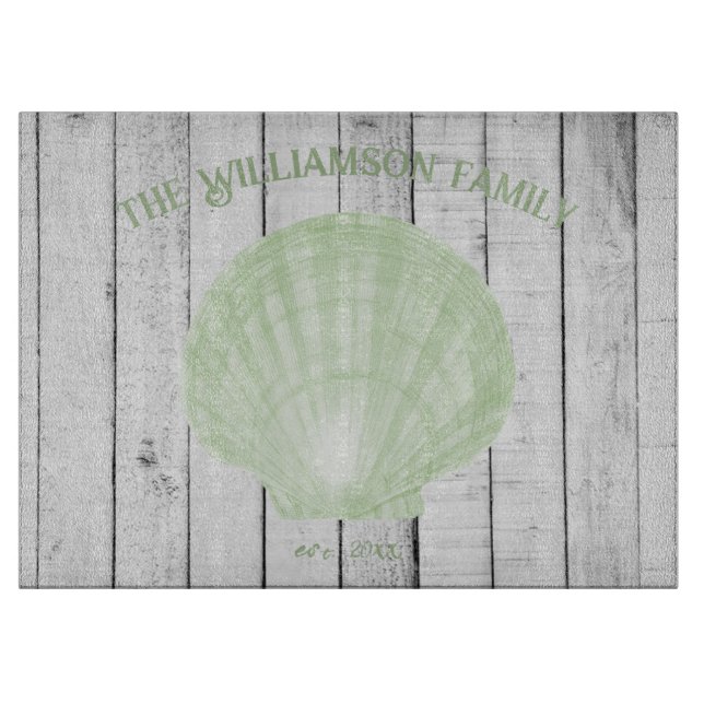 Green Vintage Scallop Shell Cutting Board (Front)