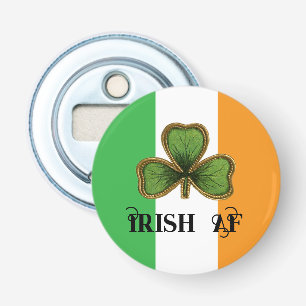 Green Vintage Shamrock Irish AF St Patrick's Day Bottle Opener